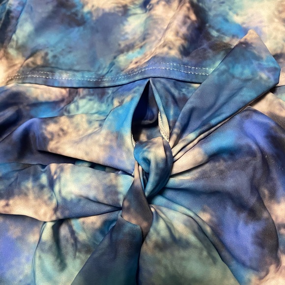 Women’s Blue Tie-Dye Swim Dress Size L Tummy Control One Piece Bathing Suit - Picture 9 of 12